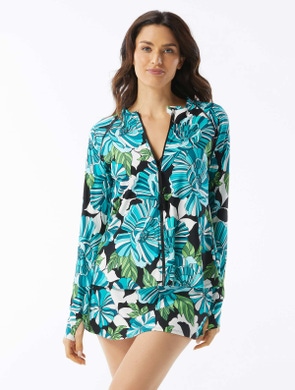 Beach House Swim Mary Relaxed Fit Zip Front Rash Guard - Deco Garden