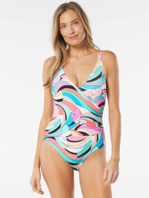 Beach House Swim Lola Wrap One Piece Swimsuit - Saltwater Swirl