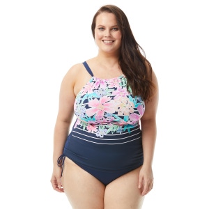 Beach House Plus Size Blair High Neck Tankini Top - Between the Lines